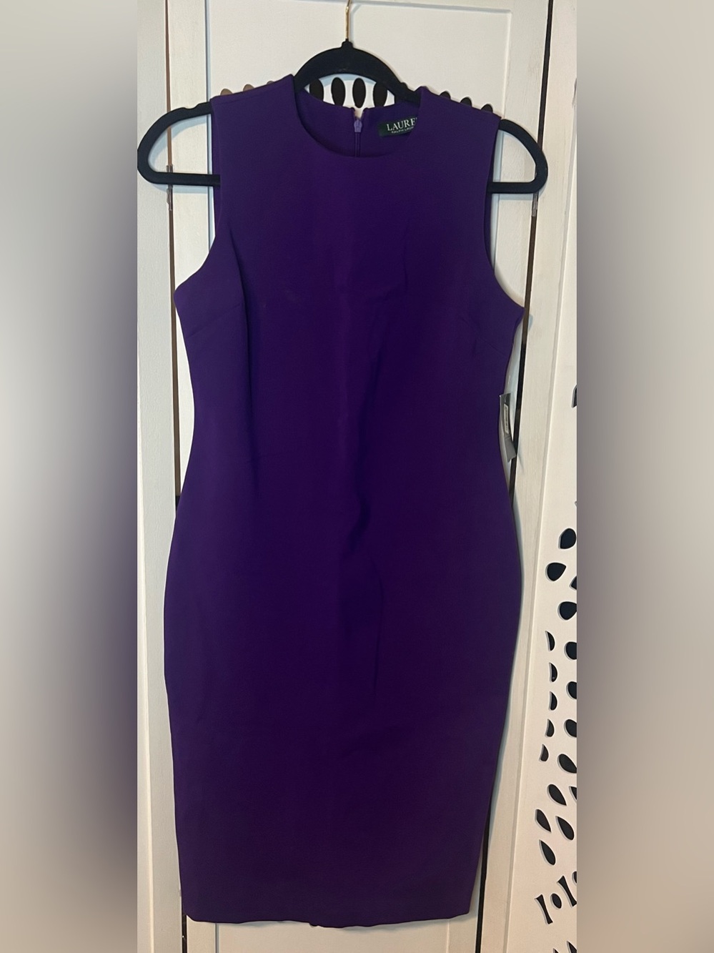 Ralph Lauren Deep Purple Sleeveless Midi Sheath Dress